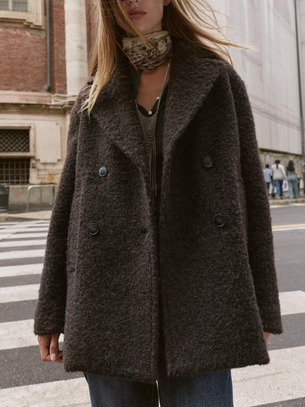 ZARA BROWN BOUCLE JACKET